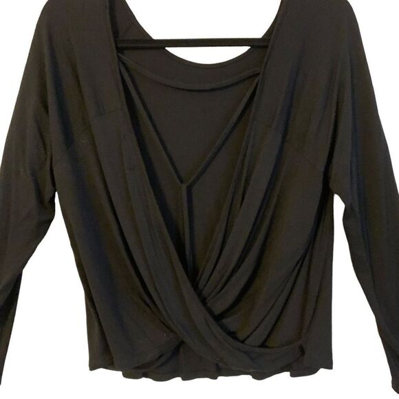 Dainty Hooligan Women’s Black Long Sleeve Crisscross Open Back Blouse Size Small - Picture 2 of 7